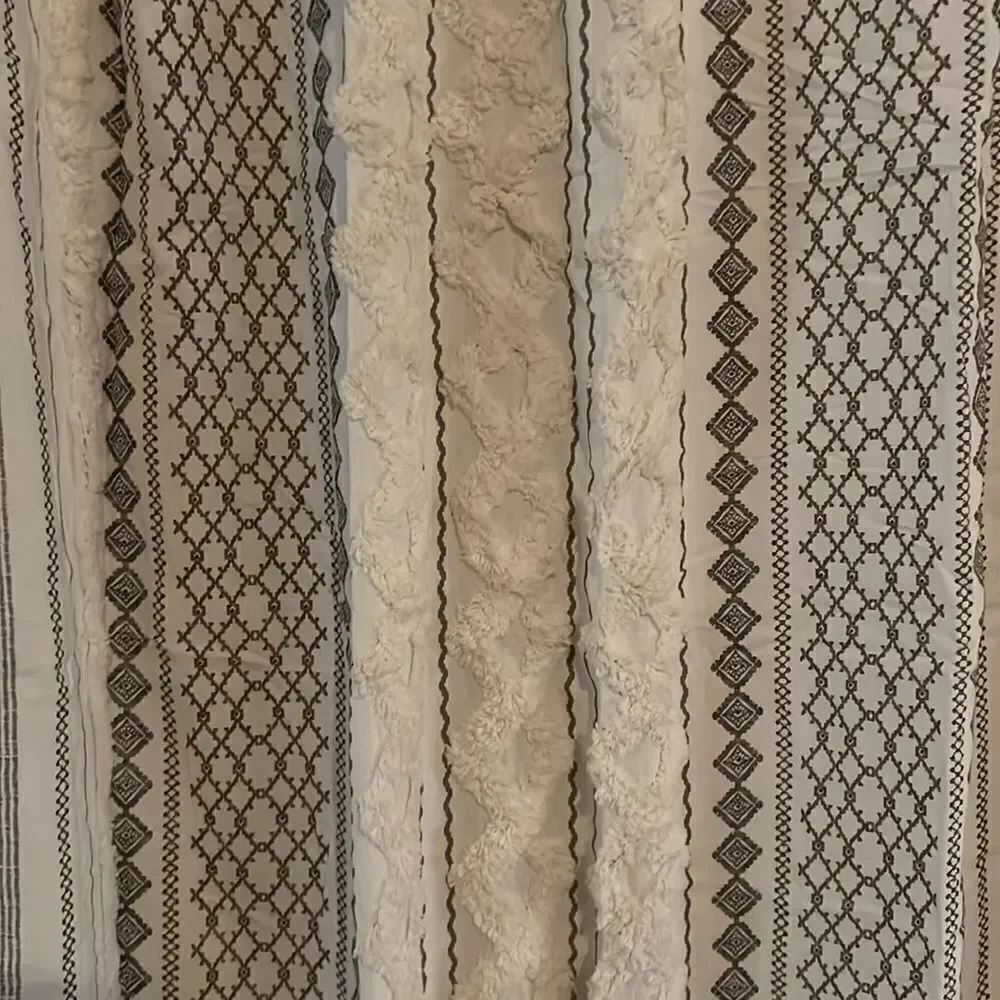INK+IVY Imani 100% Cotton Boho‎ Chenille Stripe Geometric Print Curtains